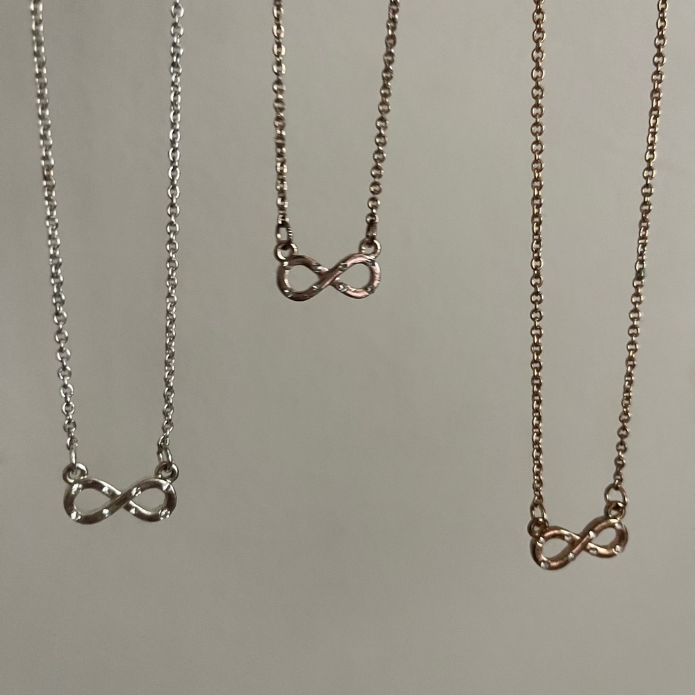 Three Separate Necklaces: Gold, Silver, Rose Gold